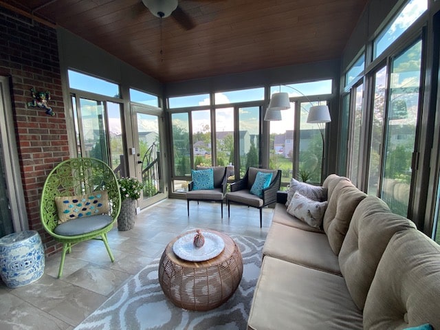 Sunroom, Premier View Walls, Upper Transoms, Lower Transoms, Sandstone, Interior View, Daytime