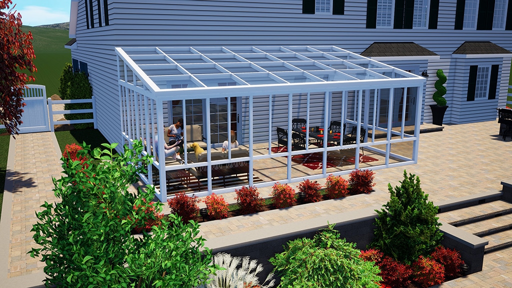 Sunroom, Vista View  Walls, Lower Transoms, White, Daytime